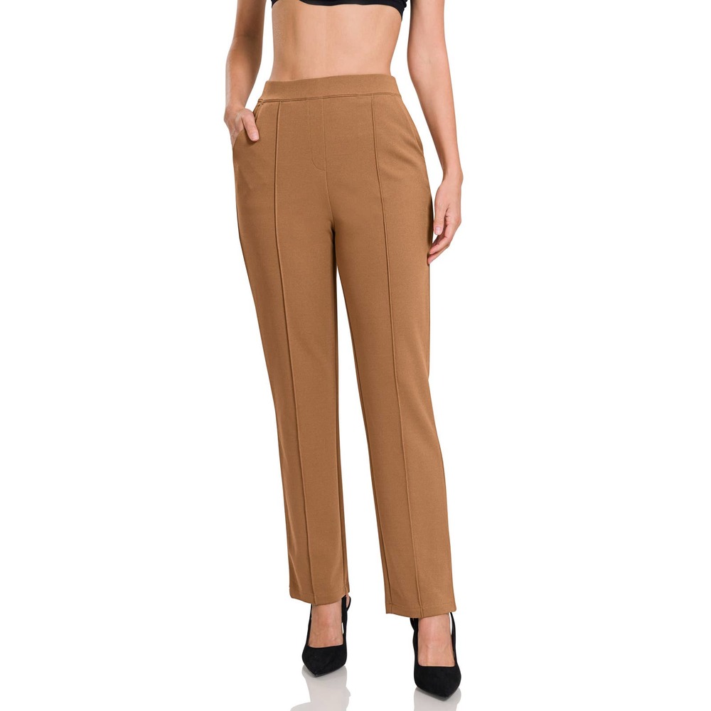 Zenana Outfitters High-Rise Straight Leg Pants in Camel